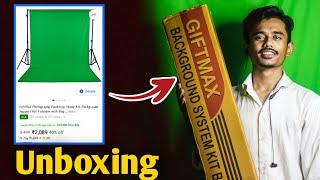 GiftMax Green Screen with Stand Unboxing in Hindi | Green Screen full Setup | GiftMax Green Screen