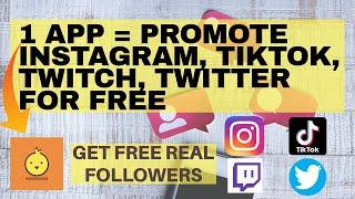 Promote Instagram, TikTok, Twitch, Twitter FREE With One APP! Get Free Followers Without Login