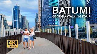 Walking tour in Batumi, Georgia through skyscrapers on Shartava Avenue 4K 60 FPS