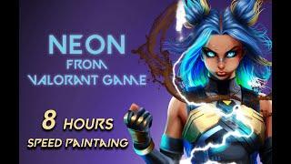 Neon From Valorant - Speed painting/Timelapse