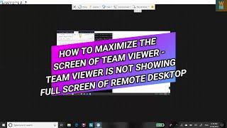 HOW TO MAXIMIZE THE SCREEN OF TEAM VIEWER