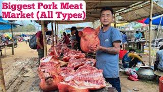 Biggest Pork Market Around Dimapur Nagaland (All Types of Meat Available) Assam Sunday market