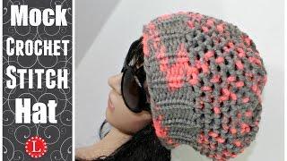 Loom Knit a Hat - Mock Crochet Stitch Slouchy Beanie Hat Made on an Extra Large Round Knitting Loom