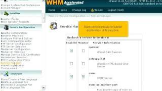 How to set which services are enabled and monitored by WHM