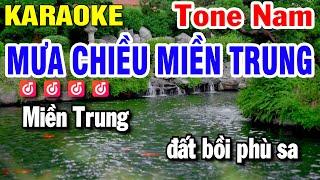 Mưa Chiều Miền Trung Karaoke Tone Nam Nhạc Sống | Huỳnh Lê