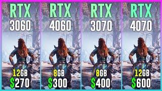 RTX 3060 vs RTX 4060 vs RTX 3070 vs RTX 4070 - Test in 12 Games
