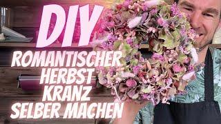 Romantischer DIY Herbstkranz mit Rosa Hortensien – Perfekte Tischdeko für den Herbst