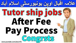 Aiou tutor Jobs after fee pay ? Allama Iqbal Open University | AIOU INFO