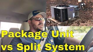 HVAC Package Units vs. Split Systems.  Pros and Cons of both.  All brands, Trane, Carrier, Goodman