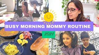 Indian Mom Busy / Productive Morning Routine with 2 Kids (2021) | Breakfast, Lunch & Kids Routine