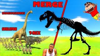 I Merged T-REX SKELETON and BRACHIOSAURUS to Create SKELETON REX Animal Revolt Battle Sim SHINCHAN