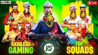 4v4's AKHILESH GAMING VS  BEST SQUADS | FREE FIRE LIVE TELUGU BY AKHILESH GAMING 390