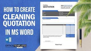 How to Design Cleaning Quotation in MS Word | Cleaning Quote Example