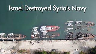 Drone footage shows damage at Syria's Latakia port, where fifteen Syrian naval vessels docked