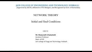 Introduction to Initial and final Conditions