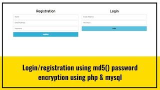 login/register form using md5() password encryption