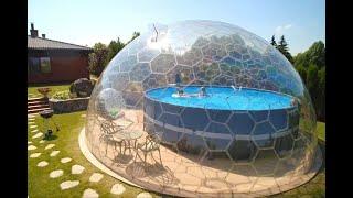 Überirdische Kuppel-Poolüberdachung Aura Dome™ von VikingDome. Idee für Poolzubehör