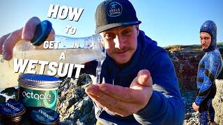 HOW TO get in a SPEARFISHING Wetsuit . Tips, Tricks and LUBE!!!