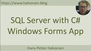 SQL Server with C# Windows Forms App