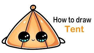 How to draw a tent easy step by step