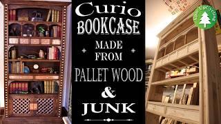 Steampunk Industrial Bookcase made of Pallet Wood, Scrap Copper, Brass, and Up-Cycled Junk.