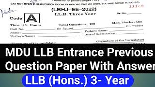 mdu llb entrance exam previous year papers || mdu law entrance question papers || llb entrance exam