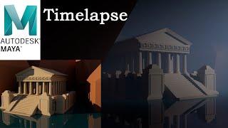 Greek Temple Modeling Timelapse in Autodesk Maya