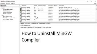 How to uninstall or remove MinGW Compiler Completely