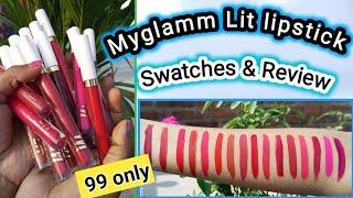 Myglamm Lit liquid lipstick swatches | Myglamm free lipstick swatch 16 shades | Free product today