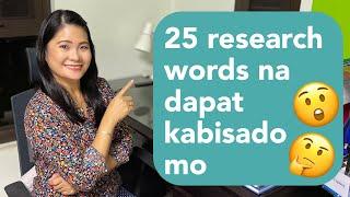 25 common thesis/research words: variables, in-text citation, theoretical framework, instrument