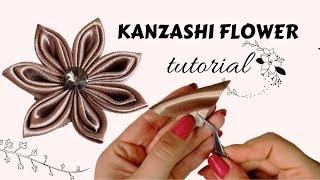 Kanzashi flower tutorial | Fabric flower tutorial | Handmade gift