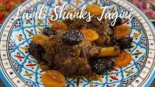 Amazing Lamb Shanks Tagine: With Dried Apricots, Prunes, and Orange Blossom Water.