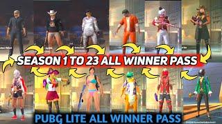 PUBG LITE || SEASON 1 TO 23 ALL WINNER PASS AND REWARDS  || PUBG MOBILE LITE ALL SEASONS WINNER PASS