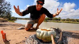 COOKING IN A PUMKIN? is it possible? CATCH AND COOK on a camp fire