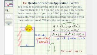 Ex: Quadratic Function Application - Maximum Area