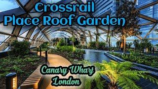 Crossrail Place Roof Garden is one of London`s largest l walk tours at night l Canary Wharf 2023.