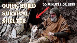 QUICKEST SOLO Survival Shelter Build | No Tools Needed #shelter #shelterbuilding  #bushcraft