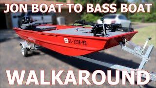 JON BOAT TO BASS BOAT FULL BUILD WALK AROUND TOUR!!