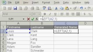 EXCEL: First Initial Last name