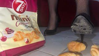 ASMR | Crushing croissants in my dirty black high heels  