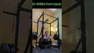 2x 405lbs beltless front squat. Carryover from juggling squats#lifting #powerlifting