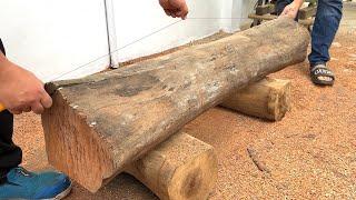 See How An Experienced Young Carpenter Turned A Rotten Log Into A Thousand Dollar Coffee Table