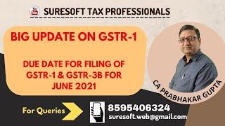 Due Date of GSTR 1 and GSTR 3B for June 2021 | Extension of Due date June 21 GST Return