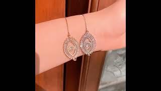 ZIVOM Turkish Evil Eye Lucky Rose Gold American Diamond Slider Bracelet