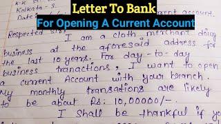 Letter To The Bank For Open A Current Account | Application For Current Account Opening |Bank Letter