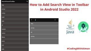 How to Add Search view in ToolBar in Android Studio|2022|SearchView on ToolBar||Android UI||ListView
