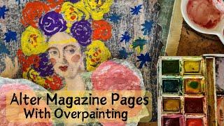 Altered Magazine Pages With Easy Overpainting: Painting on Magazines and Coffee Table Book Papers