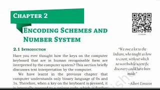 Encoding Schemes and Number System Chapter 2 Class 11 Computer Science NCERT/CBSE Full Chapter