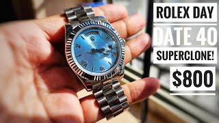 Rolex Day Date 40 Ice blue dial replica ! $800!! #rolexdaydate