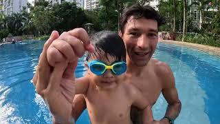 TEACH SWIMMING to your your child   Lesson Tutorial for parents - Mika learn to SWIM - Episode 8